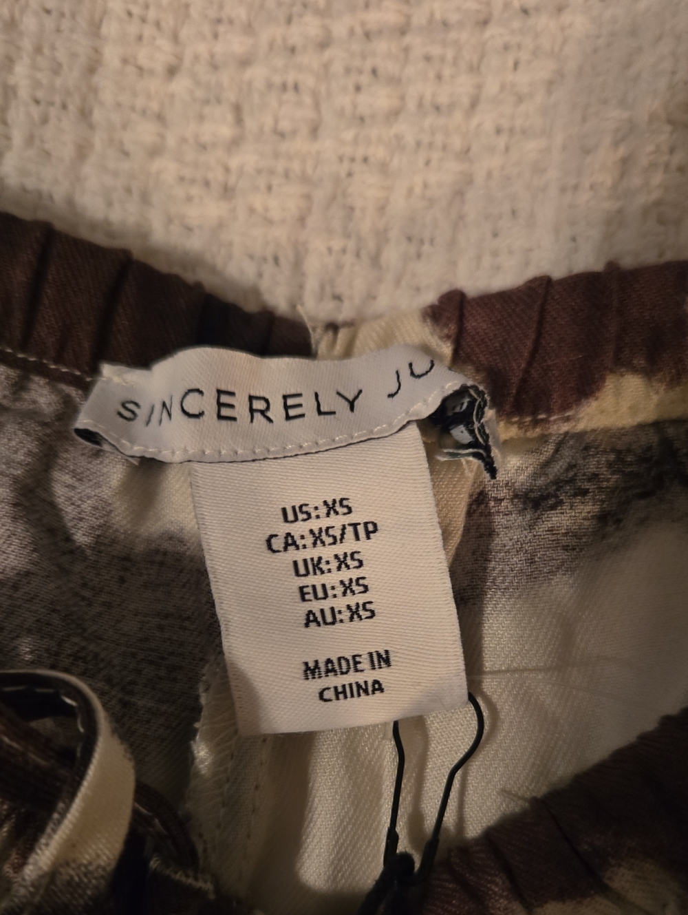 Sincerely Jules Cowprint Lounge Pants in Cream and Brown Size XS - Picture 2 of 4